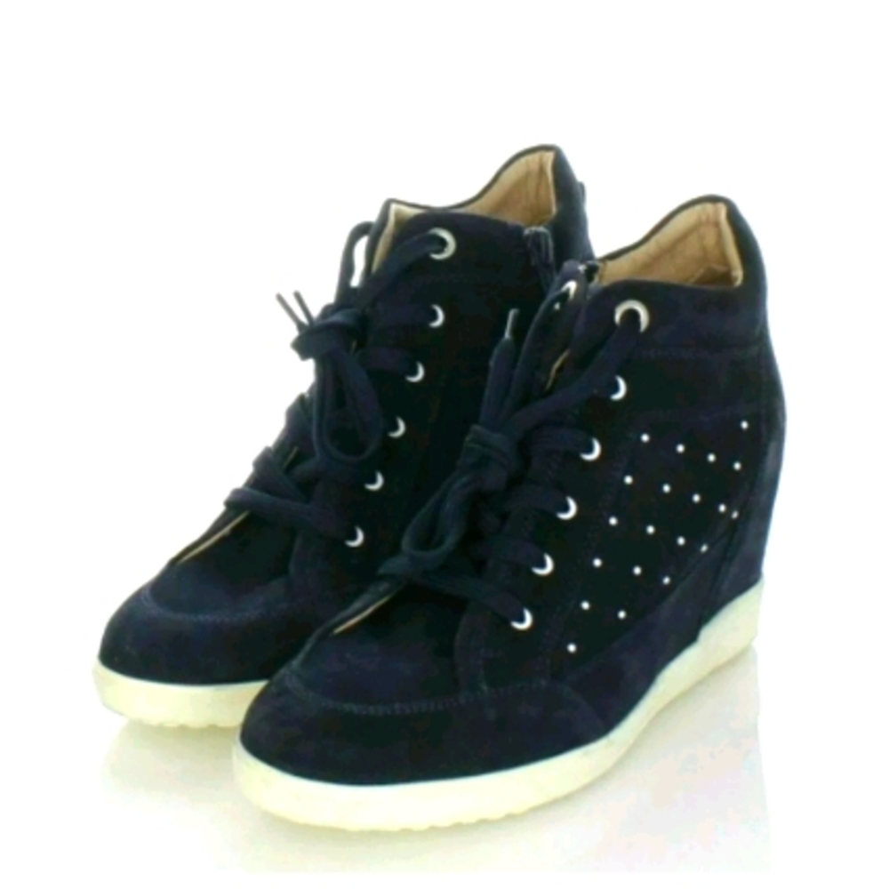 GEOX Carum Suede Wedge Sneaker Navy